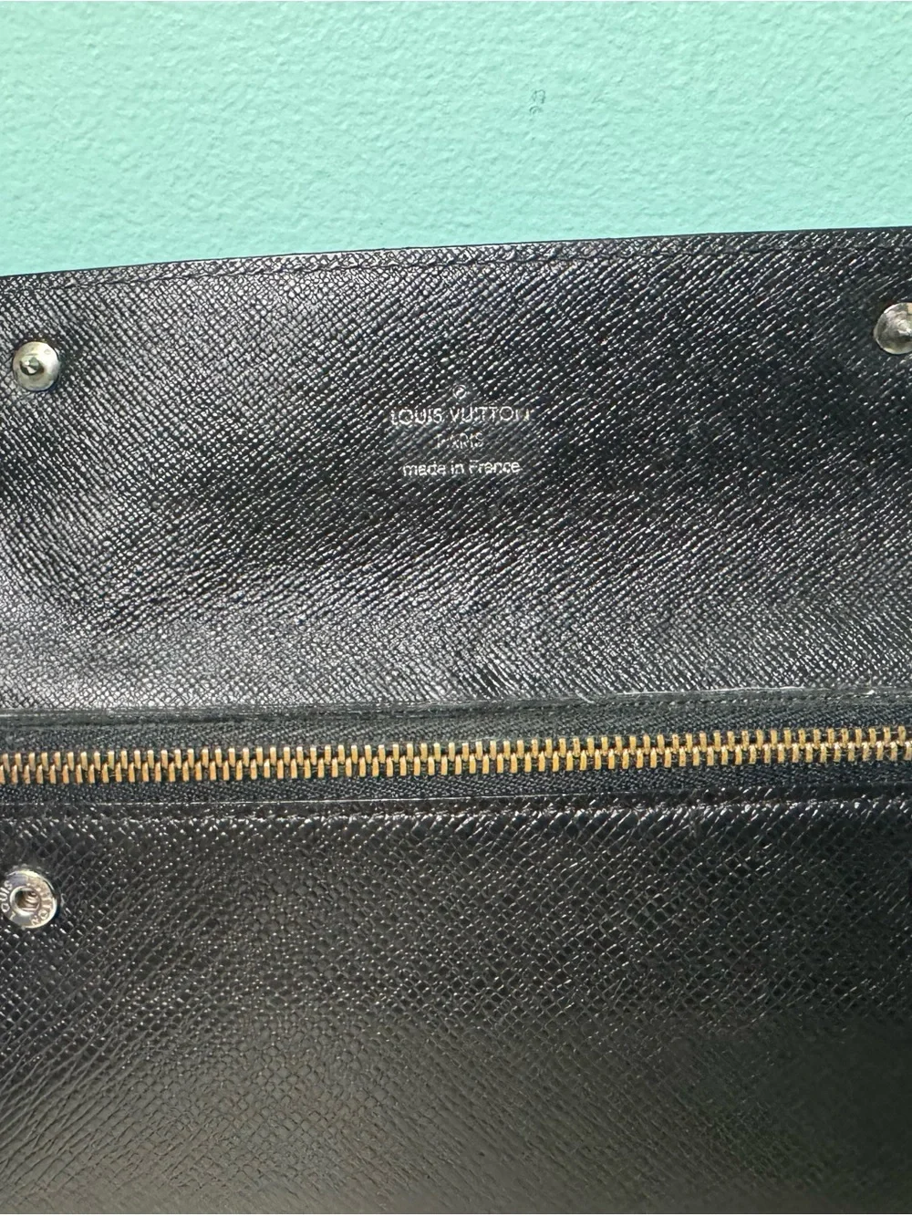 Louis Vuitton Black Textured Leather Clutch Wallet